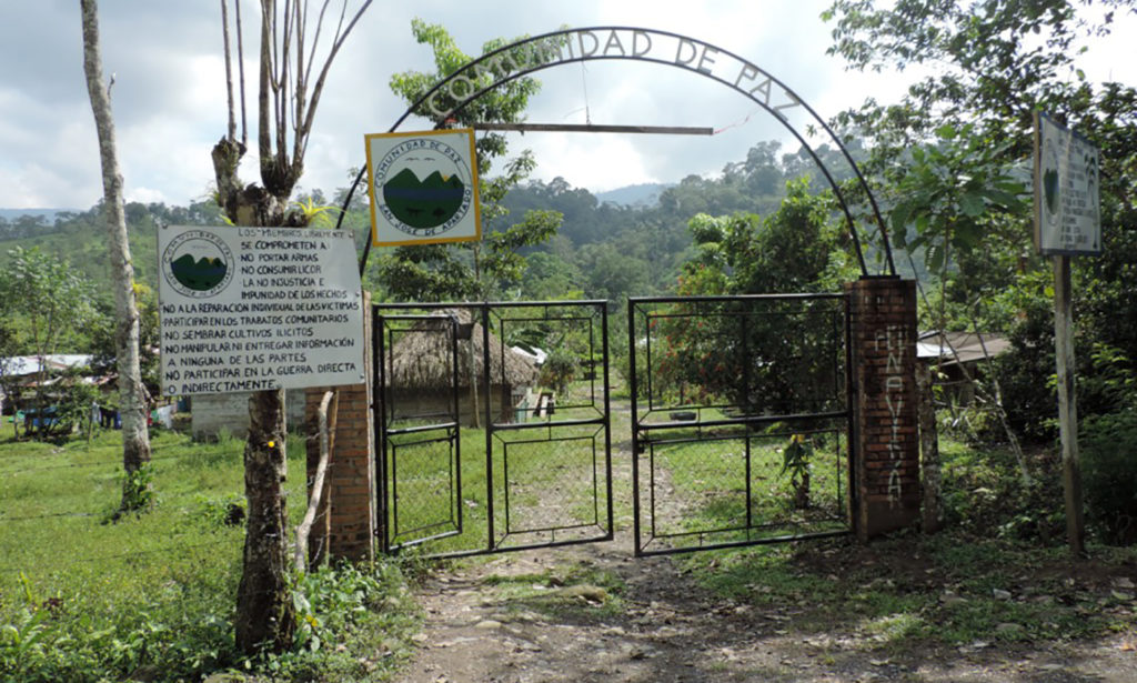 Entrance gate of Comunidad de Paz de San José de Apartadó.