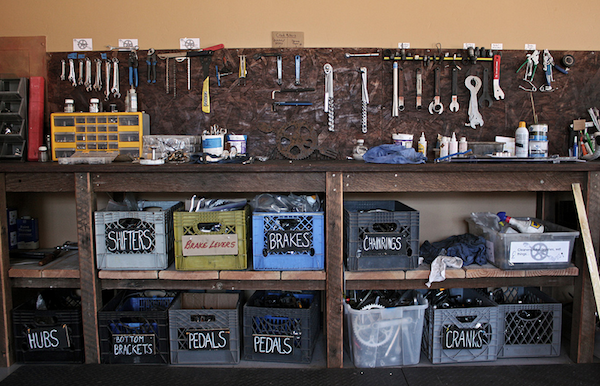 Connect with local bike shops and organizations to start building up a tool and parts inventory. Credit: SLO County Bicycle Coalition (CC)
