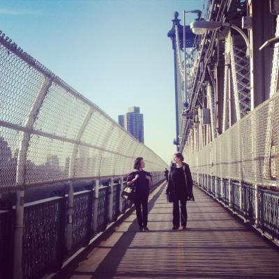 Lauryl and Olivia Geiger walking home from an event. Olivia came into town repeatedly to document the steering committee's progress and the collective's research.