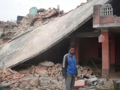 Earthquake damage in Dahalgaon, Nepal.