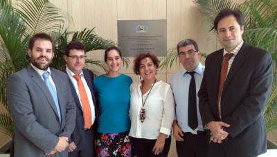 Caitlin Quigley (3rd from left) with staff from Gredos San Diego, a network of cooperative schools, and from FECOMA, the Federation of Madrid Cooperatives.
