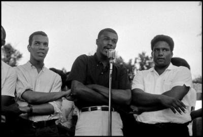 SNCC members Ivanhoe Donaldson, Marion Barry, and James Forman protest police brutality, June 10, 1963. Photo via zinnedproject.org