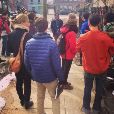 The crew in Philly 2014 following Esteban Kelly for a walking tour.