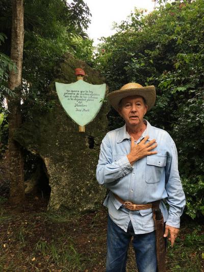 Felo making his presentation at Marti forest.