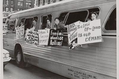 Members of the “Washington Freedom Riders Committee,” en route to Washington, D.C. Photo via <a  data-cke-saved-href="http://www.loc.gov/exhibits/civilrights/exhibit.html" href="http://www.loc.gov/exhibits/civilrights/exhibit.html" target="_blank">Library of Congress</a>. Public Domain