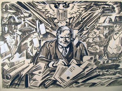 Political cartoon depicting Herbert Hoover by Oscar Cesare, 1929. via Wikipedia