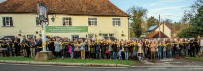 Official opening of the Kings Head, a community owned pub in Pebmarsh, last year (Photo: the Plunkett Foundation)