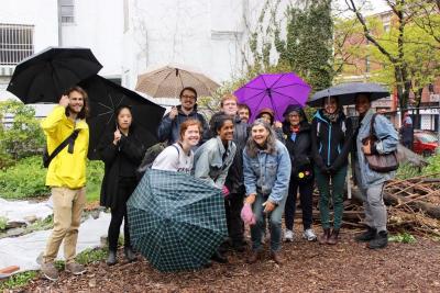 Ben Blackshear, on the far left, spearheaded a walking tour we ran in 2016. Lauren Taylor Hudson is on the far right.
