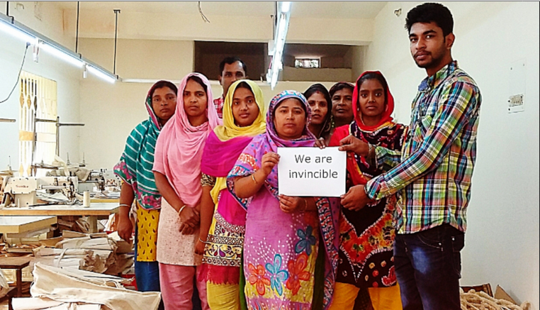 Members of a Bangladesh garment manufacturing worker co-op.