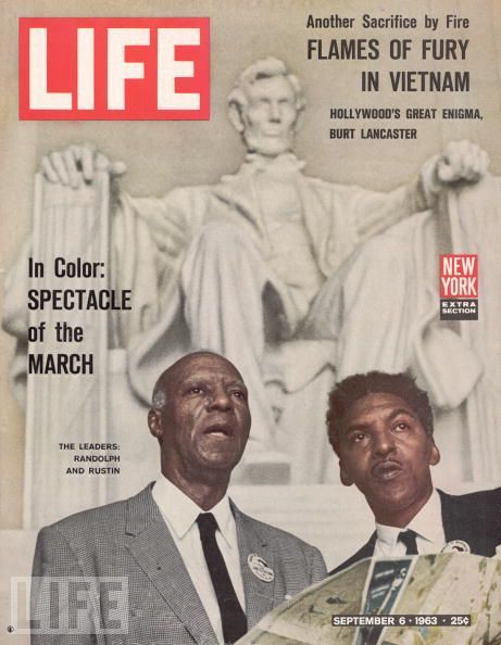 Time Magazine cover showing Randolph and Rustin in front of the Lincoln memorial during the March on Washington.