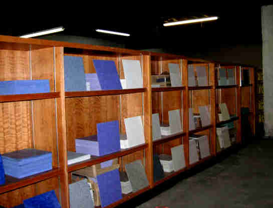 Tiles on the shelves of the cooperative