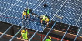 California Solar workers installing large solar array.