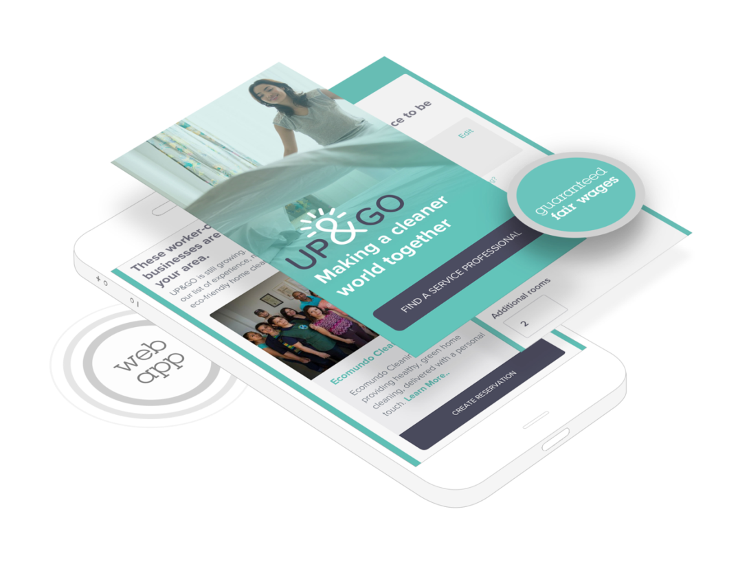 advertising image for Up & Go platform co-op. 
