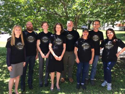 Members of the Our Taco House Co-op board with people who have helped them. From left to right: Kelly Hill, Mateo Marron, Nina Culotta, Eliza Mills Platts, Bryan Lawhorn, Shirley Trevino, Brad Beyer, and Raquel Banda. Courtesy of Our Taco House Co-op