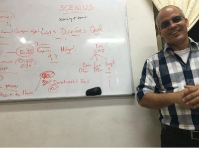 Luis Alberto Duenas, SCENIUS president, gives a presentation to a co-op tour group. Photo by Ajowa Nzinga Ifateyo.